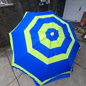 Blue and Green Outdoor Umbrella